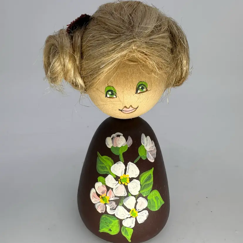 Vintage Barbro Bjornberg Swedish Wooden Doll Hand Crafted Folk Art 5”