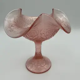 Fenton Velva Rose/Pink Carnival Glass Persian Medallion Compote 75 Anniversary