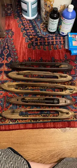 Set of 5 Vintage Wooden Weaving Loom Shuttles