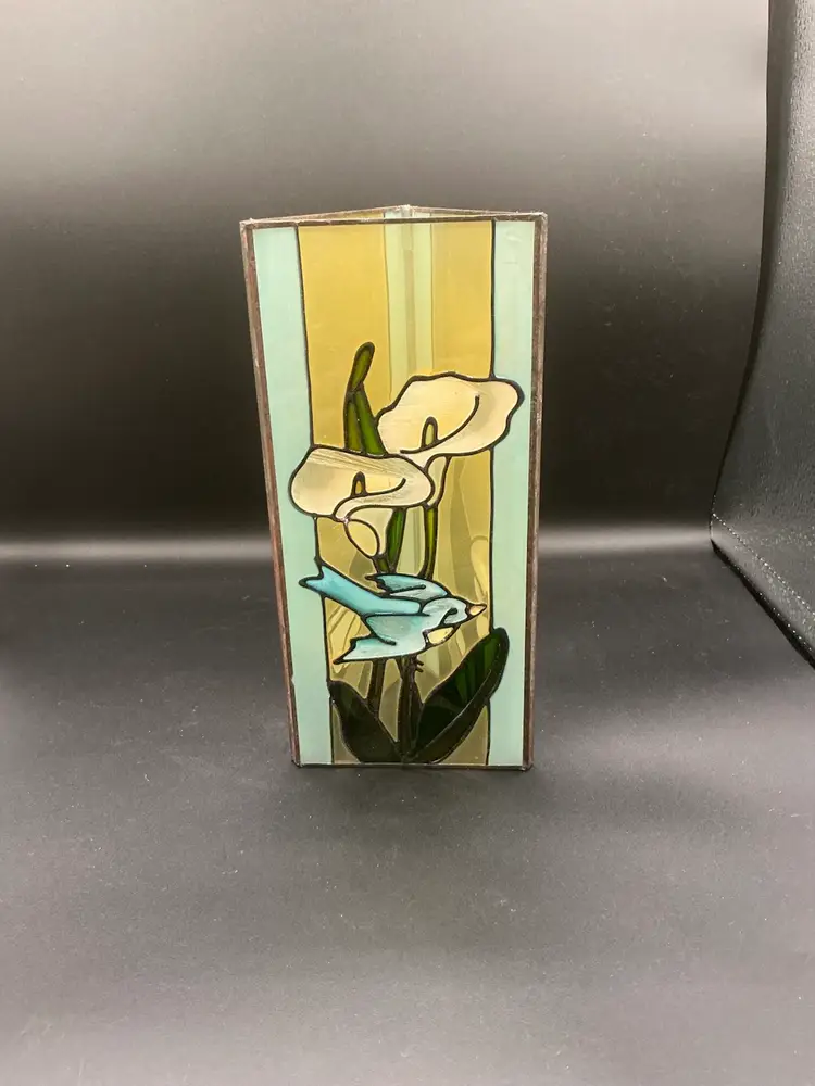 34) Triangular Acrylic Sun-catcher Calls Lily & Blue Bird 8 3/4”