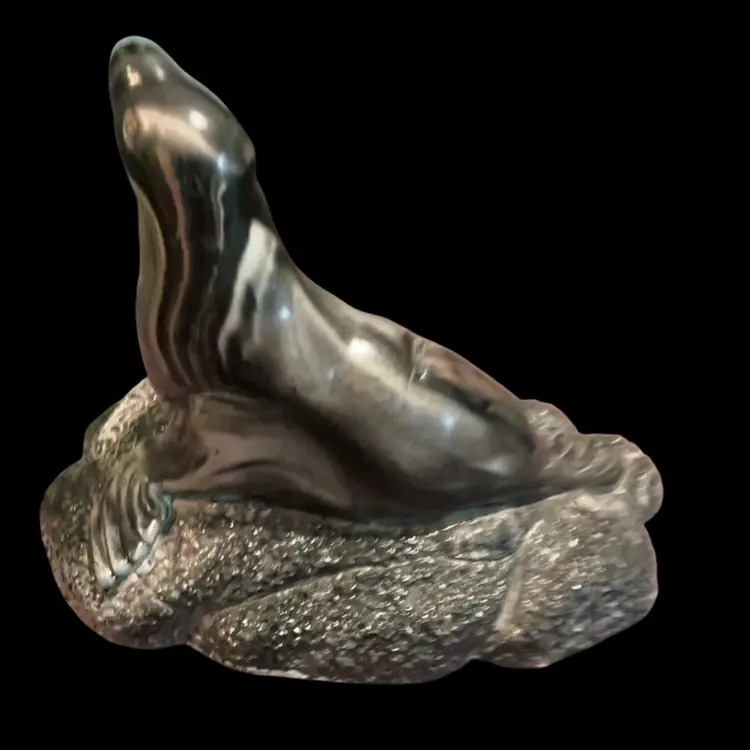 Beautiful Soapstone Seal/ Sea Lion Figurine. Heavy Weight.