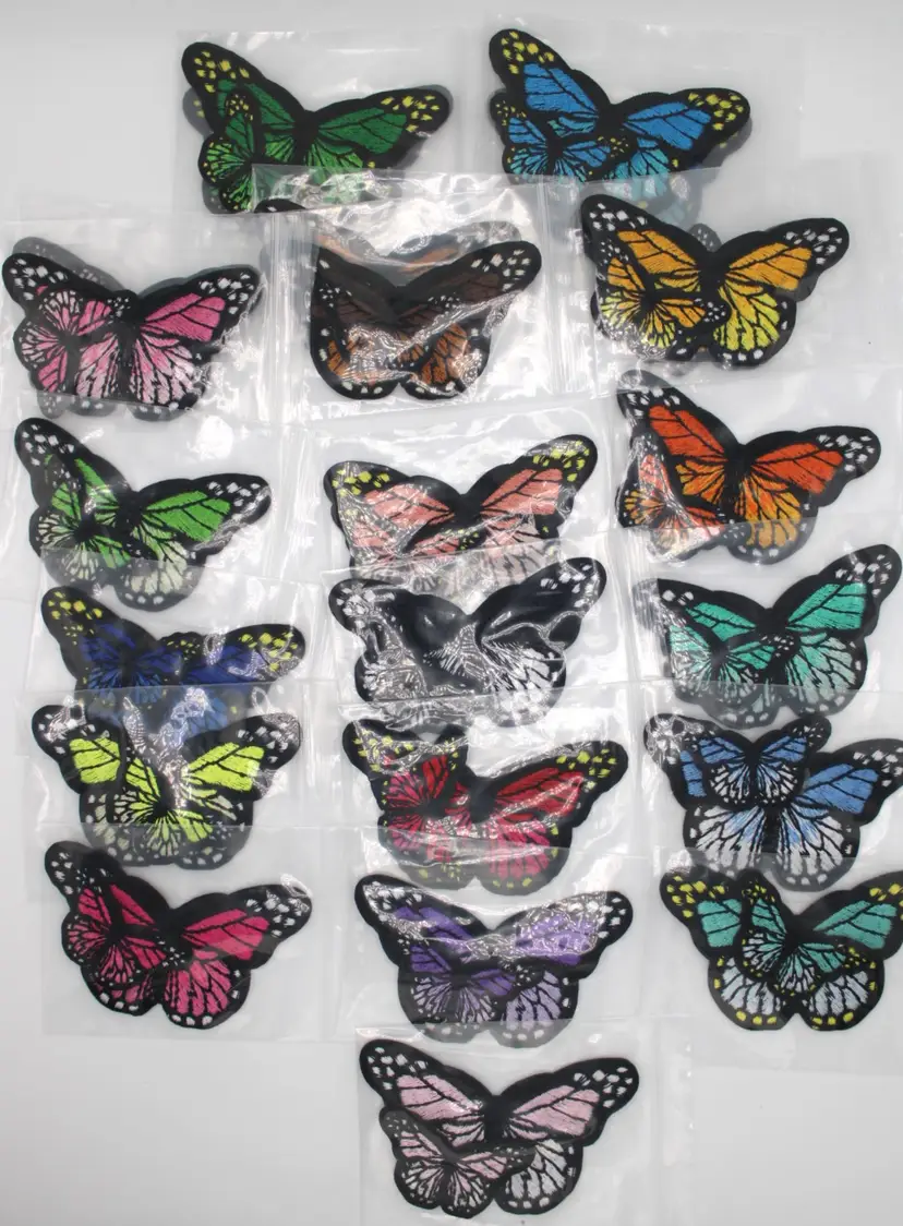 Set of Assorted Colorful Monarch Butterfly Embroidered Iron on Patches
