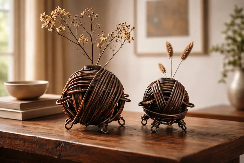 2 Rustic Abstract Shaped Metal Candle Holder