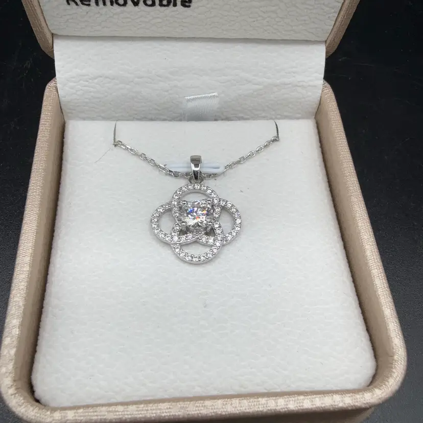 Zales “Center Of Me” Moissonite Diamond Sterling Silver 22” Necklace