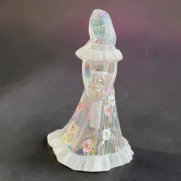 Fenton Art Glass Bridesmaid Doll Figurine Iridescent Roses Frit Signed S. Miller