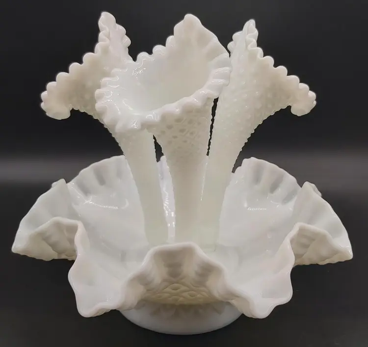 Fenton Diamond Lace Milkglass Epergne