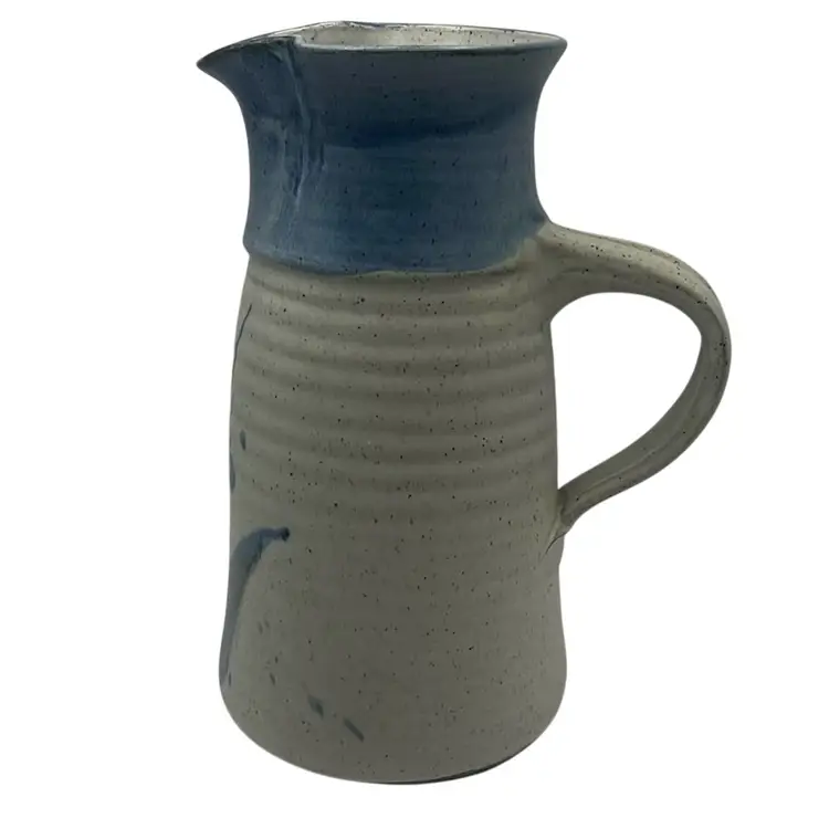 Vintage Studio Art Pottery Stoneware Pitcher, 10” Tall