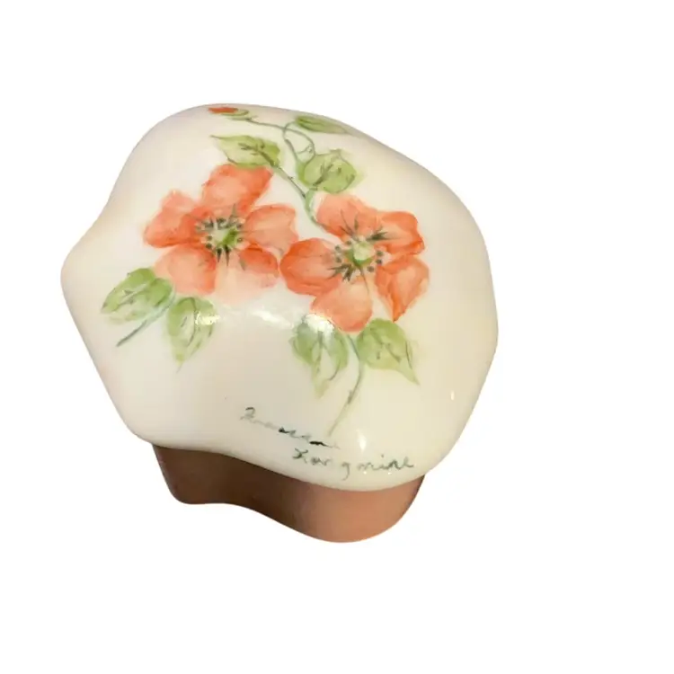 Small Shell Shape Trinket Box With Floral Design