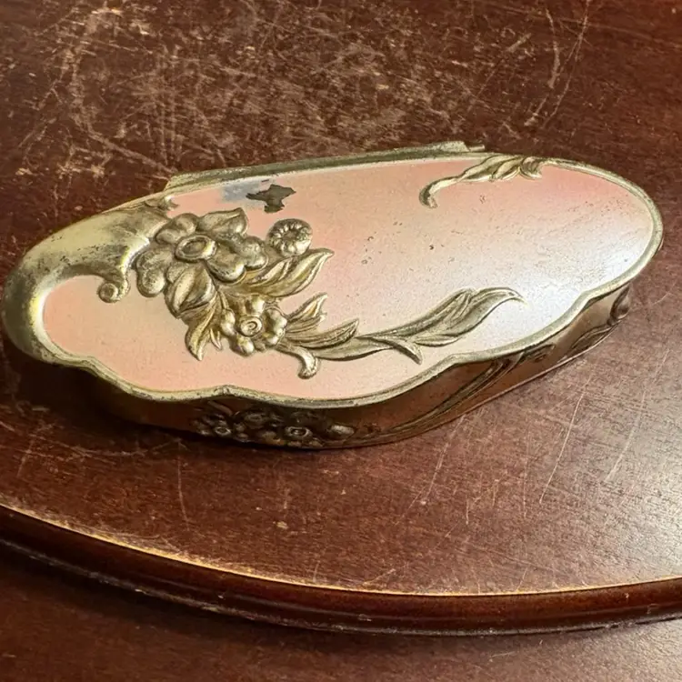 Pink And Silver Oval Jewelry Casket