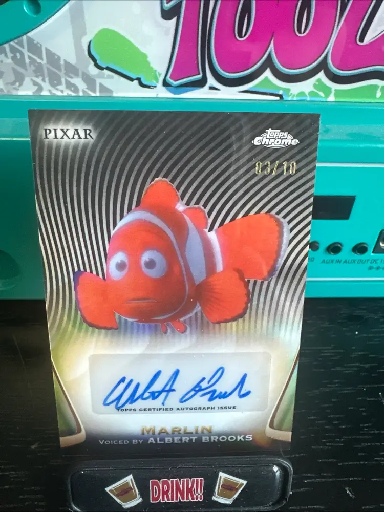 2025 Topps Chrome Disney Albert Brooks As Marlin Black Auto #03/10
