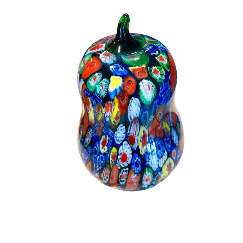 Vintage Millefiori Pear Paperweight-Large 5.5” x 3.5”