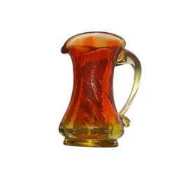 Vintage Kanawha Glass Amberina Swirl Optic Glass 3” Miniature Pitcher Creamer Glows!