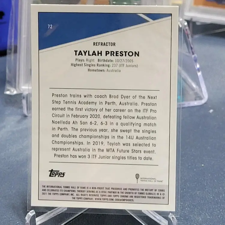 2021 Topps Chrome  Tennis #72 Taylah Preston Refractor