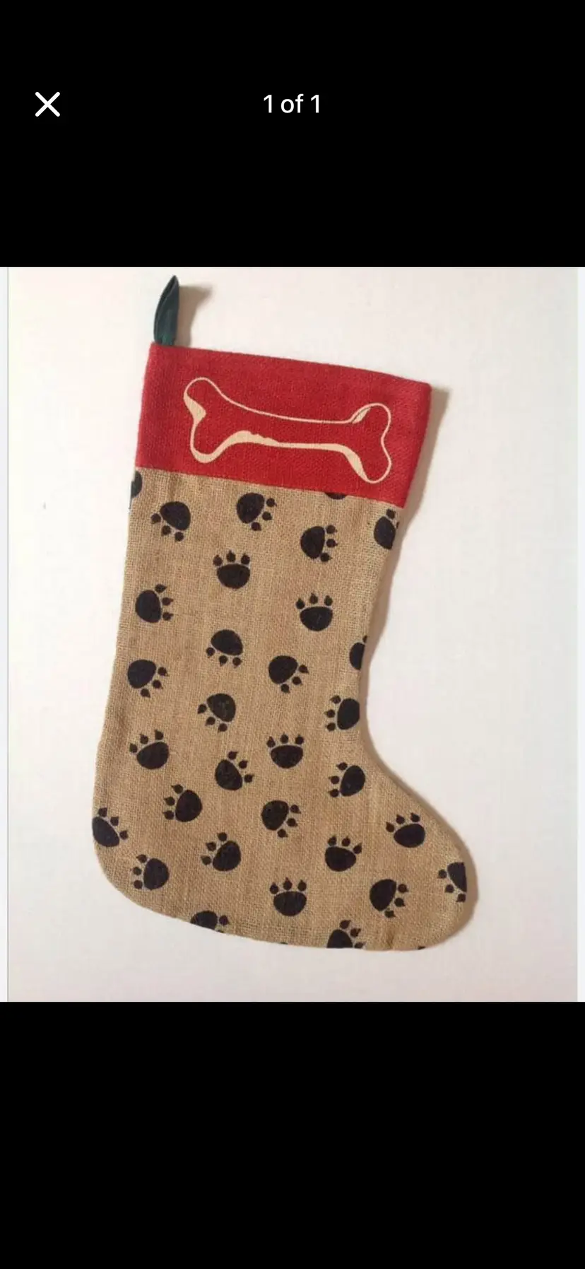 Paw Print Holiday Stocking with Bone Accent