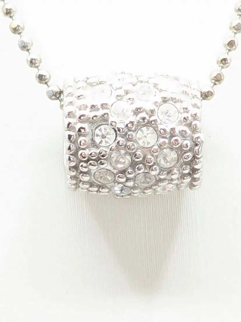 Vintage Lia Sophia "Cantata" Silver Tone Crystal Barrel Necklace