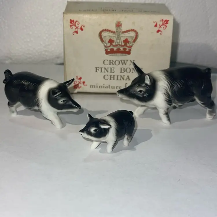 Pigs Bone China Set Of 3 With Box Japan
