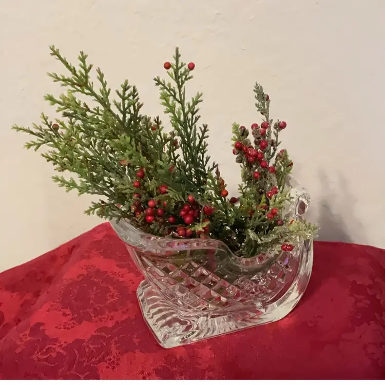 Santa Crystal Sled Candy Dish