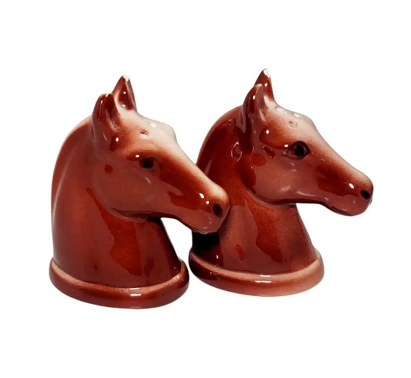 Vintage Ceramic Horse Head Salt And Pepper Shakers 1991 S.S.D AS IS