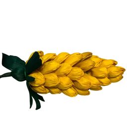 # 037  Handcrafted Lemon Yellow Color Corn Husk🌻 Ginger 🫚 Flowers 6” Blossom Approximately 10” Long