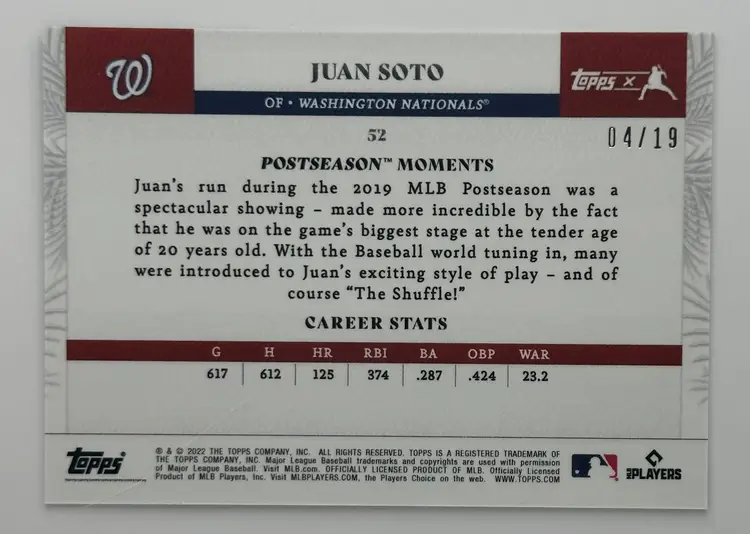 Juan Soto Topps NLDS Game 2 Highlight Card #04/19