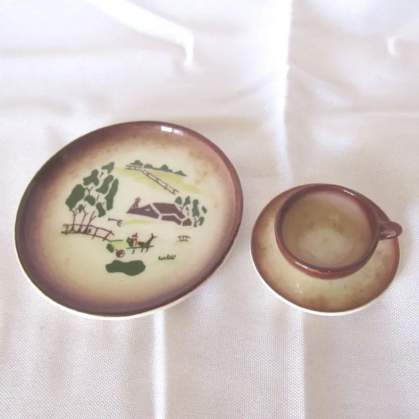 3 Pc Doll Size Plate and Cup w/Saucer