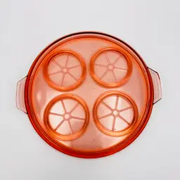 Vintage Pink Depression Glass Caddy Beverage Tray Vintage Tea Cup Holder Raised Rims