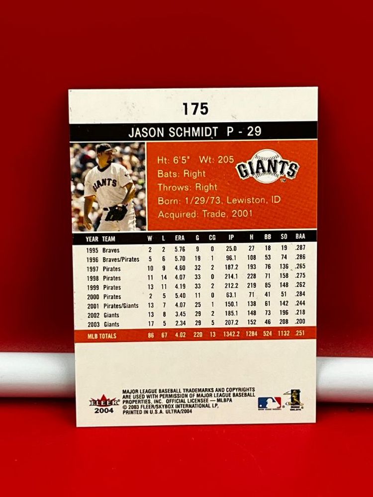 2003 Fleer Ultra Collector Baseball Trading Card Giants Jason Schmidt #175