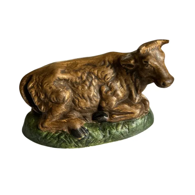 Signed Atlantic Mold Nativity Cow Steer Bull Figurine