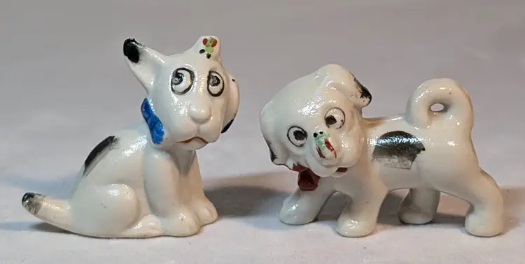 Vintage Ceramic Goofy Dog Figurines Set Japan