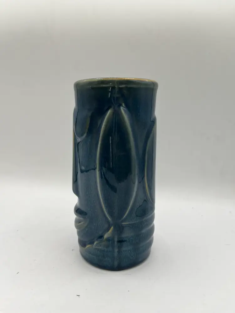 Blue Libbey Hawaiian Tall Tiki Mug Tall Ceramic Tumbler Summer Bar Decor