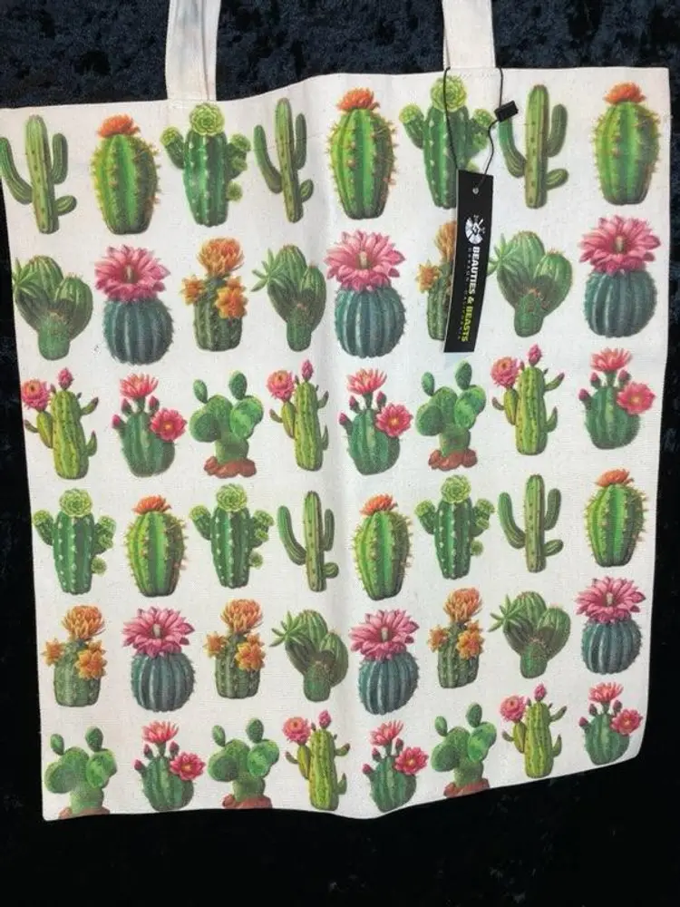Cactus Themed Cotton Canvas Tote Bags