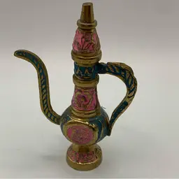 Vintage Brass Hand Painted Jeanie Lamp