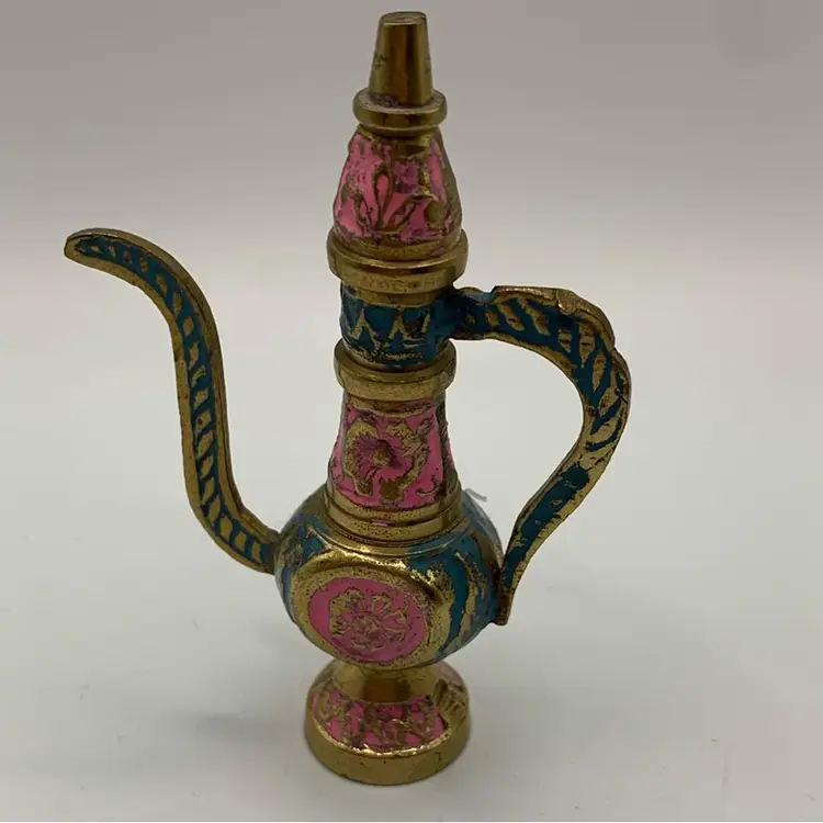 Vintage Brass Hand Painted Jeanie Lamp