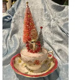 03. Vintage Teacup Christmas Vignette “Deary Deer” Made By Me