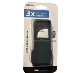 Carson MiniBrite 3x Magnifier Power LED Lighted protective Slide up lens cover