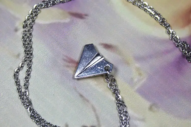 Out Of The Woods 1989 Paper Plane Silver Charm Necklace
