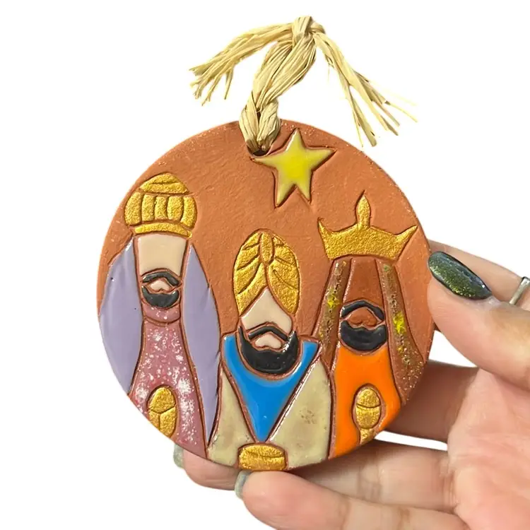 Terracotta Three Wise Men Ornament Puerto Rican Pottery