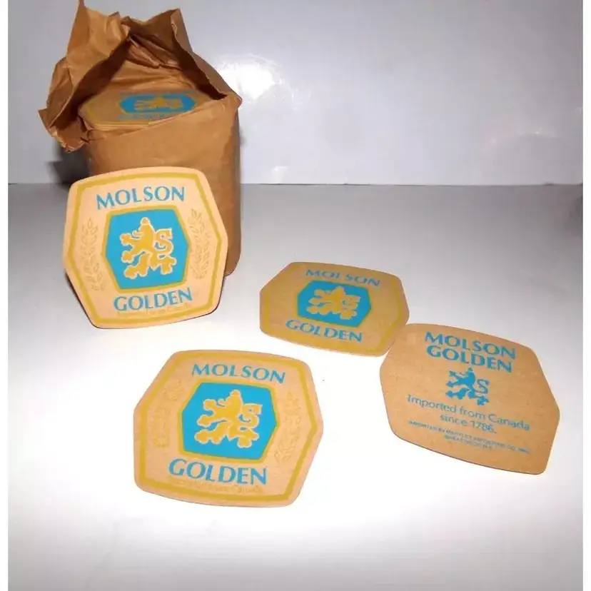 MOLSON GOLDEN Beer Cardboard Bar Coasters, New Old Stock Vintage RARE Breweriana, Barware