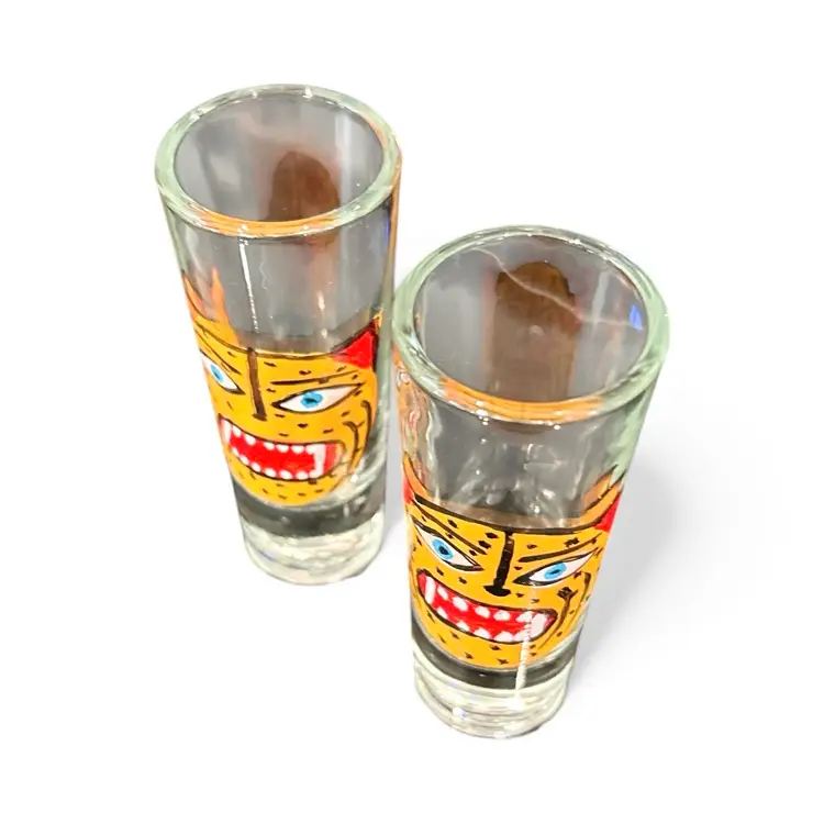 Fun Hand Painted Jaguar Face Shot Glasses