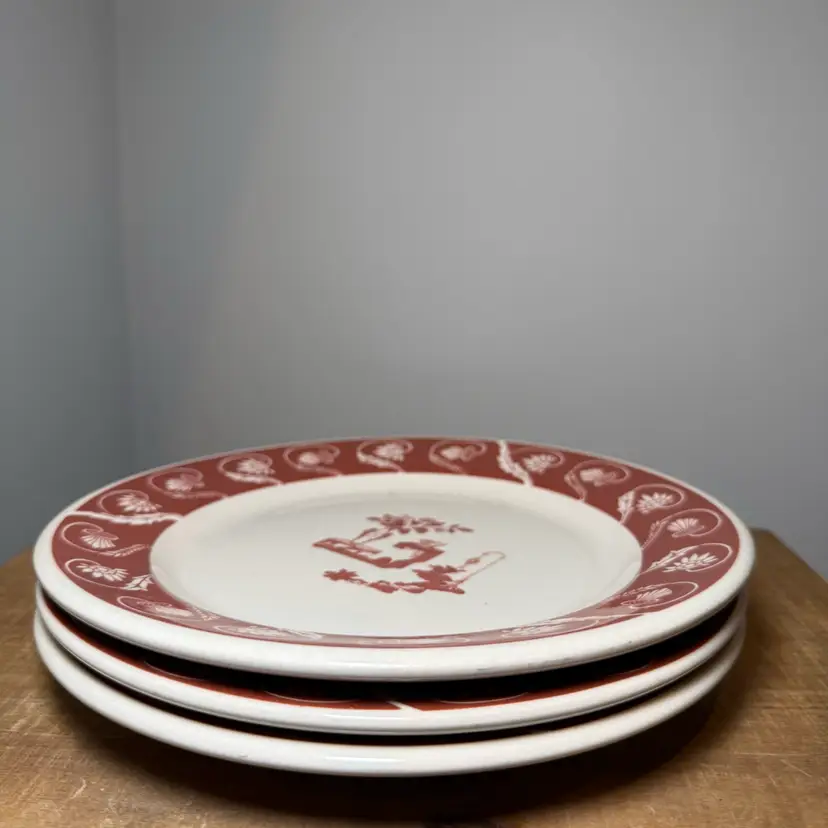 Sterling China Desert Pattern Red Restaurant Ware Plates Set of 3