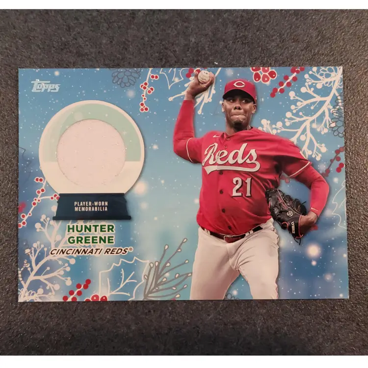 Hunter Greene Relic 2023 Topps Holiday Mega Box #RC-HG Cincinnati Reds Christmas