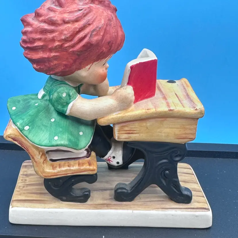 1958 "Spell Bound" Red Head Girl At Desk Goebel W. Germany 4.5" Tall