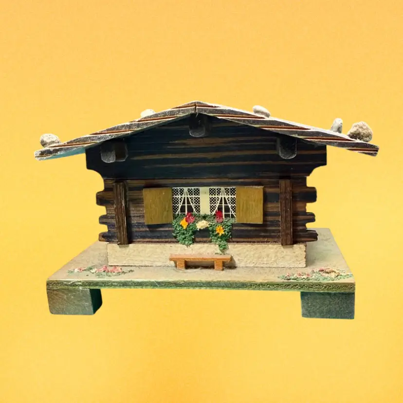 Vintage Small Swiss Chalet Music Box, Plays The Godfather Tune, WORKS