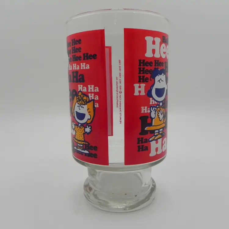Anchor Hocking Peanuts Gang Glass Tumbler Snoopy Woodstock VTG 32 oz Beer Soda