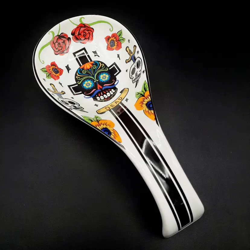 Skull & Roses Spoon Rest Dia de los Muertos Day of the Dead by Coventry