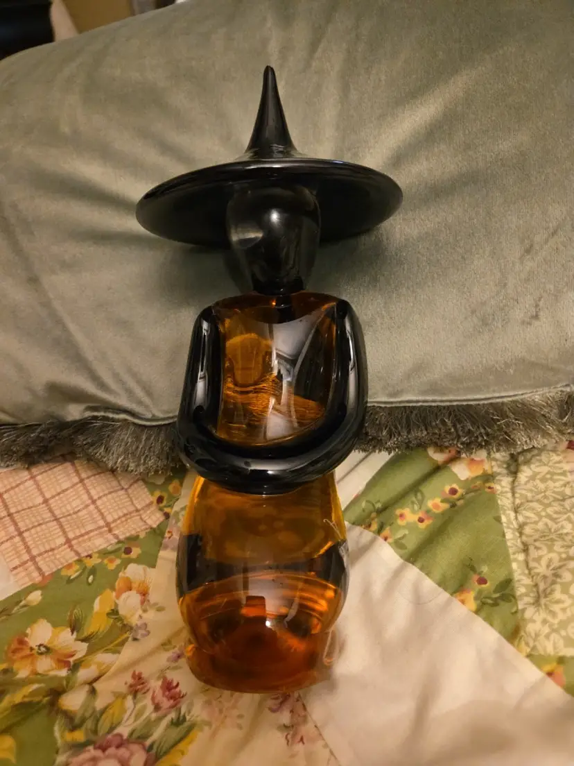 Large Murano Sommerso Amber and Black Kneeling Figurine