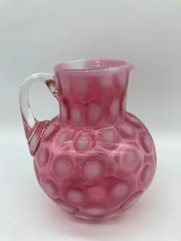 Fenton Cranberry Opalescent Coin Dot Pitcher