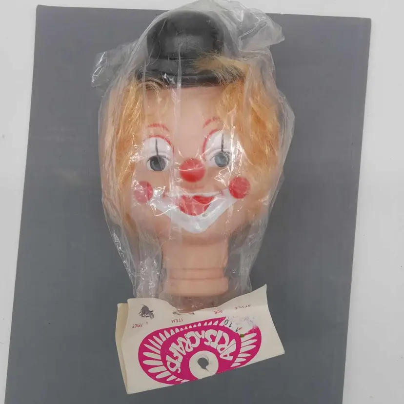 McCoy's Arts and Crafts clown head, doll, crafts, hair and hat, NIP