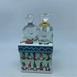 Pair Crystal Perfume Bottles - Gold And Silver Screw Top