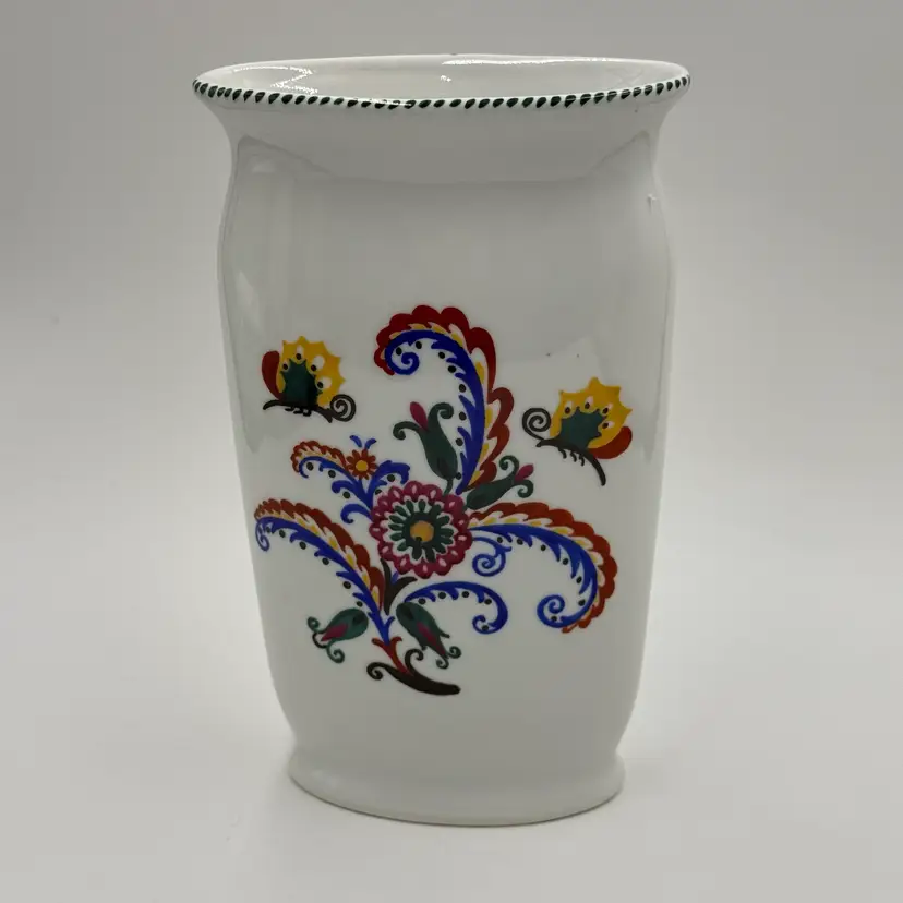 Friedrich Kaestner Germany Porcelain Vintage Floral Oval Hand Painted Vase
